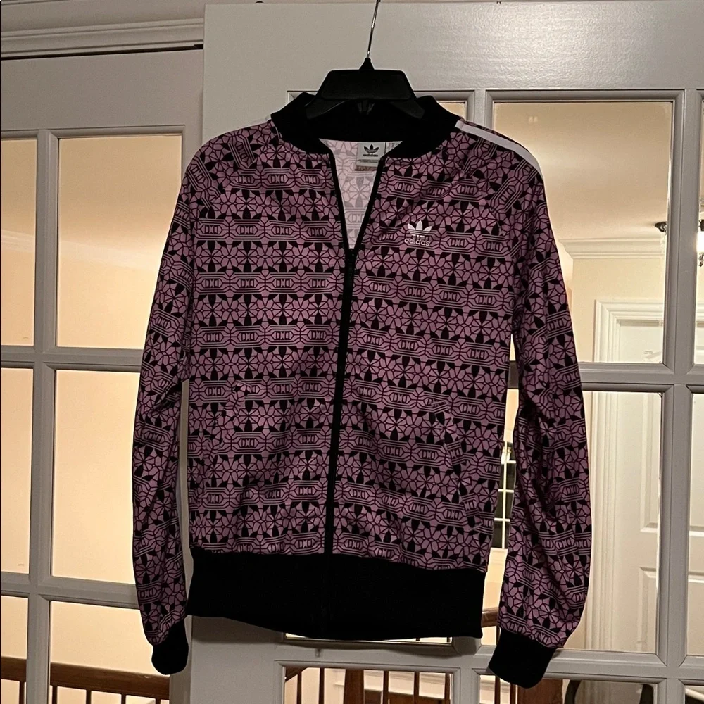 Adidas Originals Women’s Printed Track Jacket Magic Berry and Black Size XS - Picture 4 of 9